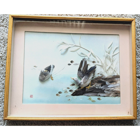 Feather Art Shadow Box Bird - Picture 1 of 4